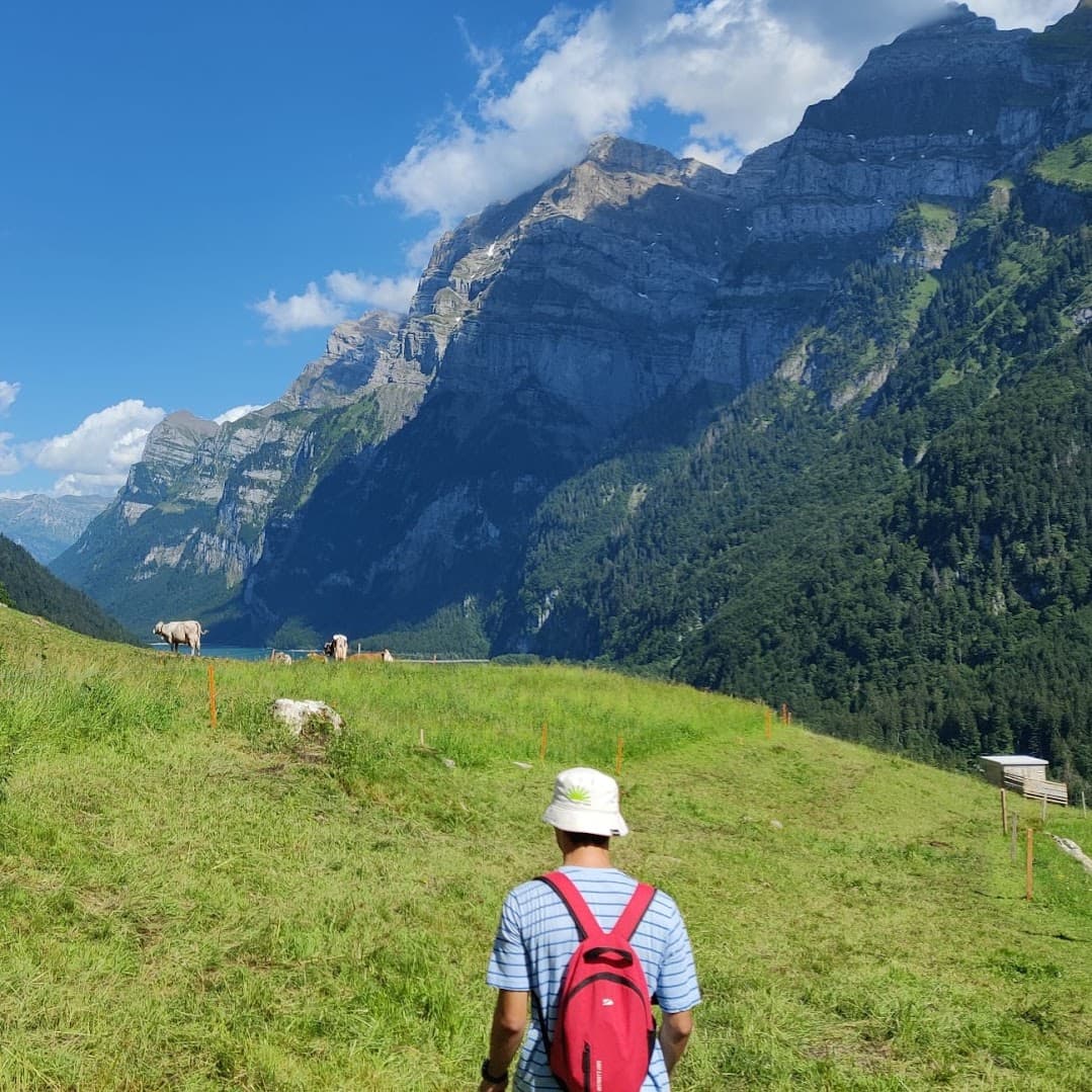 Ahmet hiking in the Swiss Alps